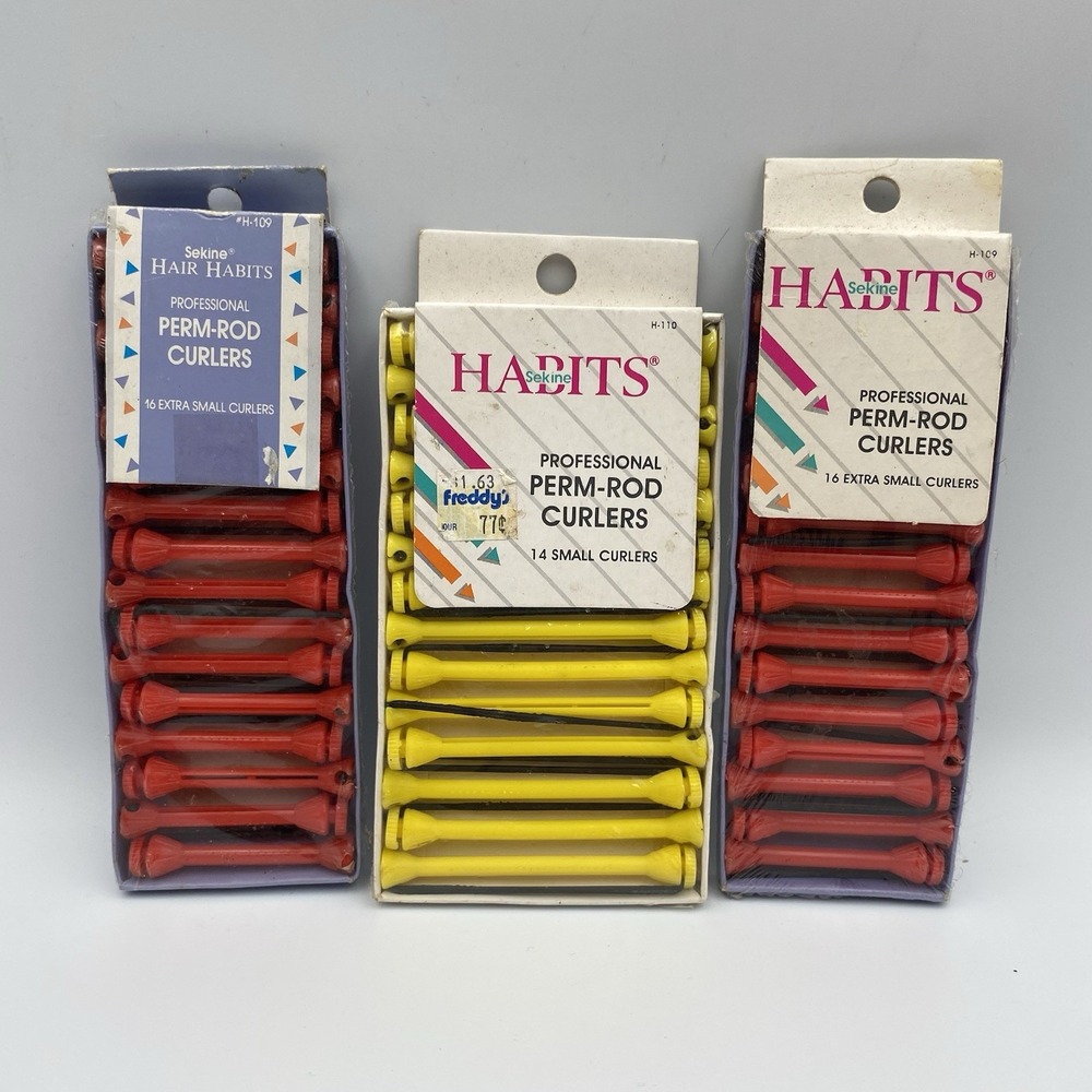 Lot of 3 NIP NOS Vintage Sekine Habits Professional Perm Rod Curlers 1990 Small